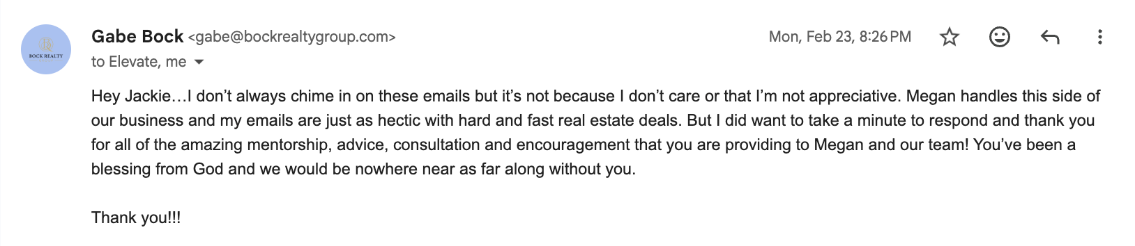 Client review (identity protected for privacy)